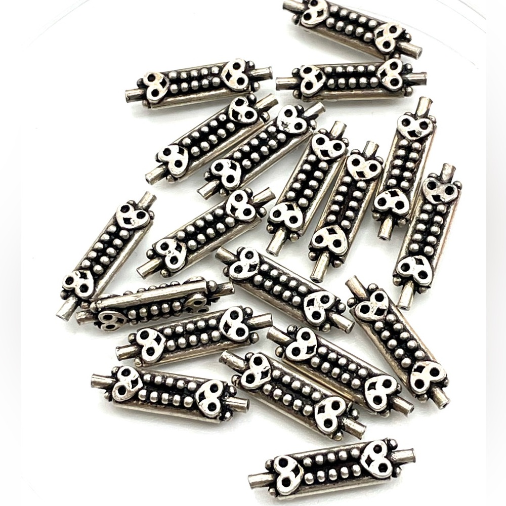 Sterling Silver Beads with Hearts lot of 6
